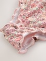 Coral Pink Ditsy Floral Lettuce Edge Swimsuit (3mths-7yrs) - Size 3-6 Months (62-68cm)