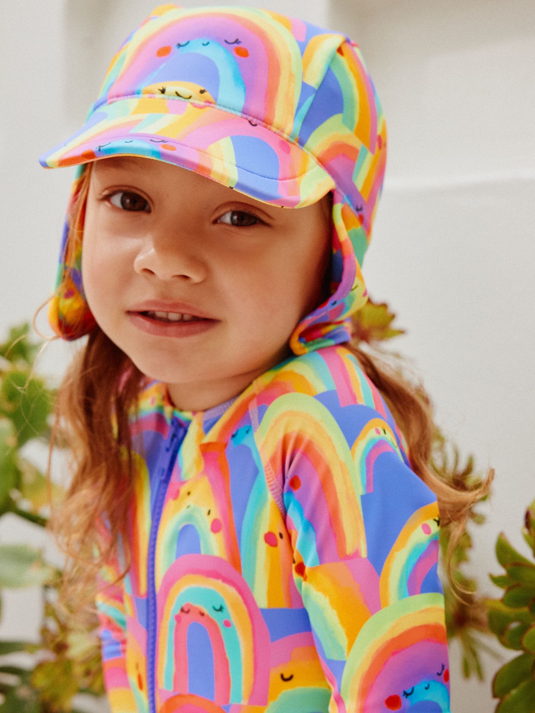 Purple Rainbow Swim Legionnaire Hat (3mths-10yrs) - Size 3-9 Months (62-74cm) - Default 1