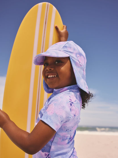 Lilac Purple Foil Butterfly Swim Legionnaire Hat (3mths-10yrs)