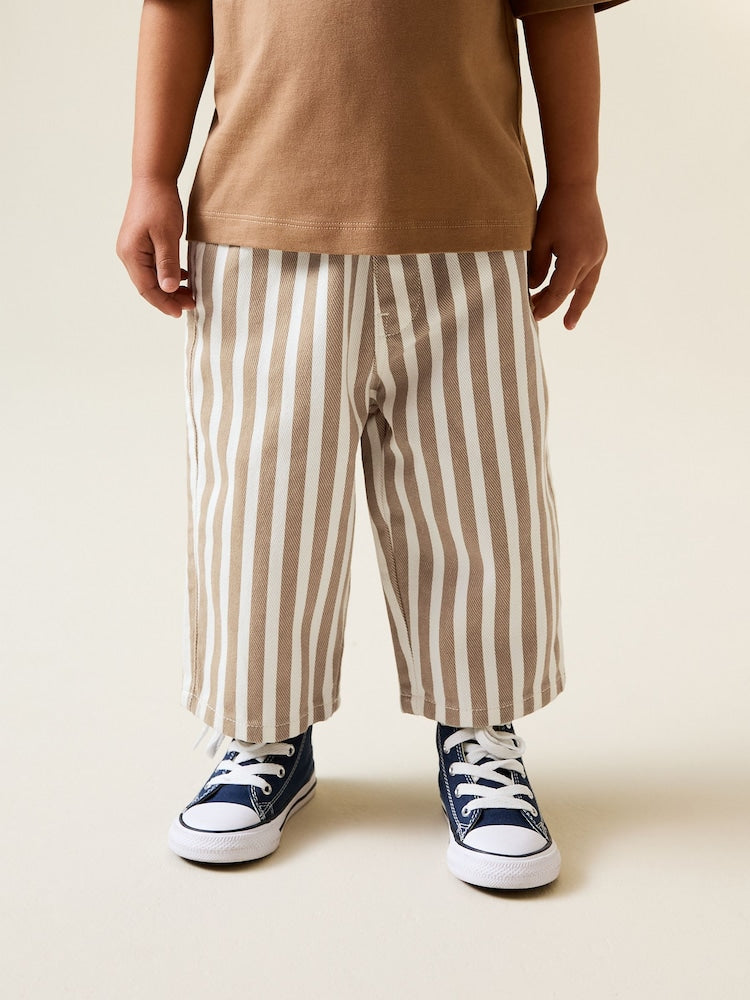 Tan/White Stripe Pull On Wide Trousers (3mths-7yrs) - Tan/White Stripe Pull On Wide / 12-18 Months (80-86cm)