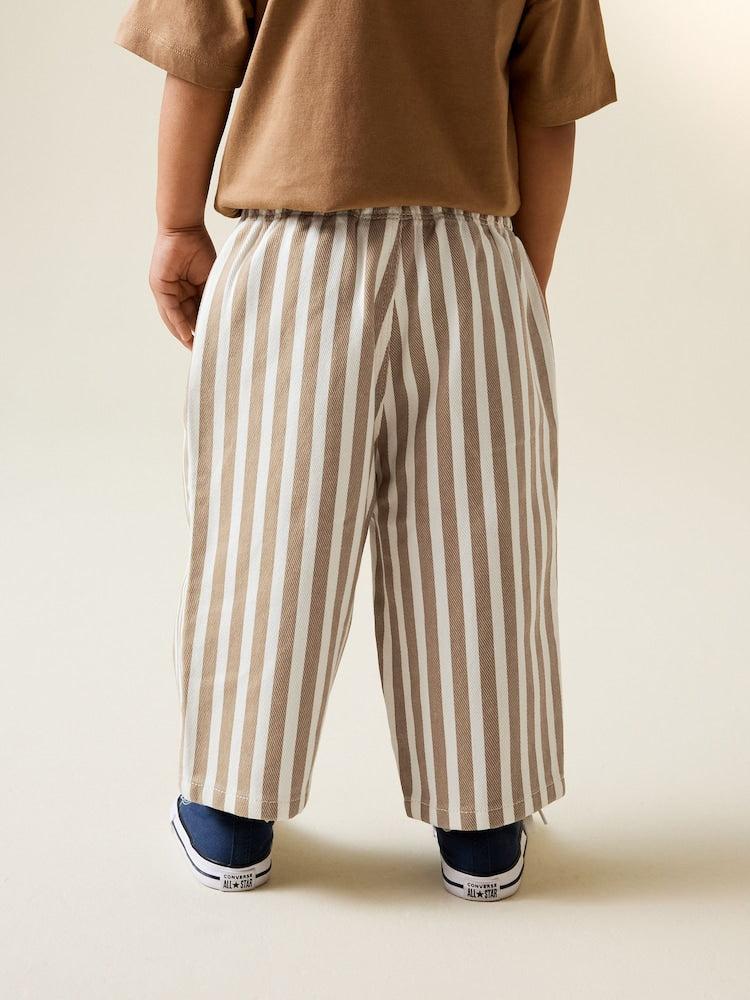 Tan/White Stripe Pull On Wide Trousers (3mths-7yrs)