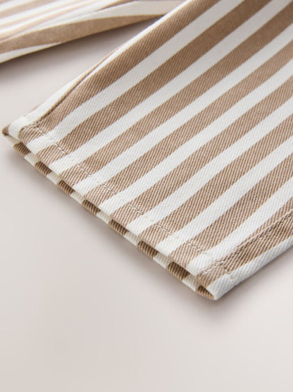Tan/White Stripe Pull On Wide Trousers (3mths-7yrs)