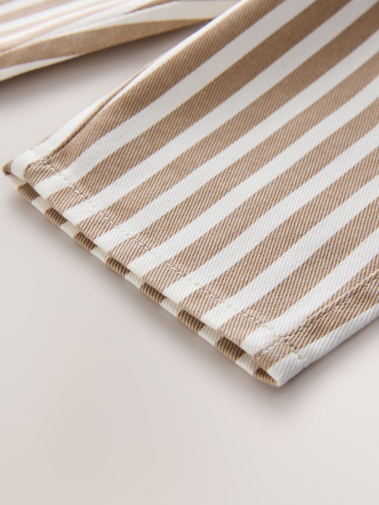 Tan/White Stripe Pull On Wide