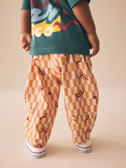 Orange Checkerboard Barrel Pull On