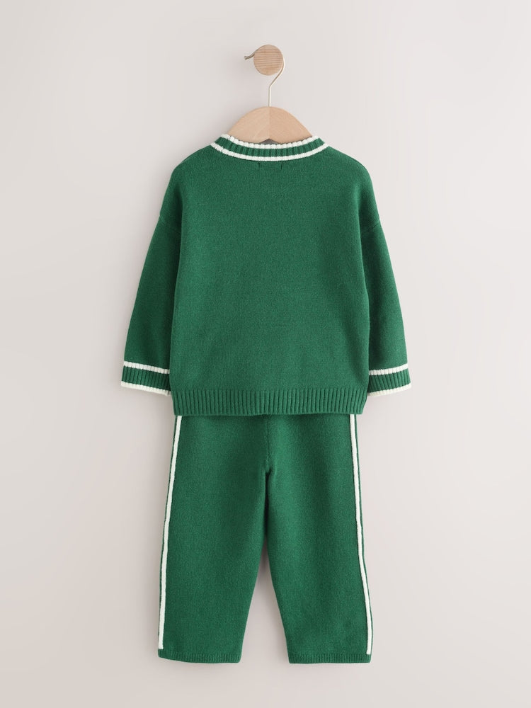 Dark Green NYC Knitted Crew Neck Jumper and Joggers Set (3mths-7yrs)
