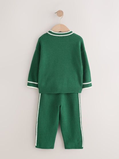 Dark Green NYC Knitted Crew Neck Jumper and Joggers Set (3mths-7yrs)