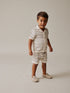 Neutral Textured Revere Collar Knitted Polo Shirt and Shorts Set (3mths-10yrs)