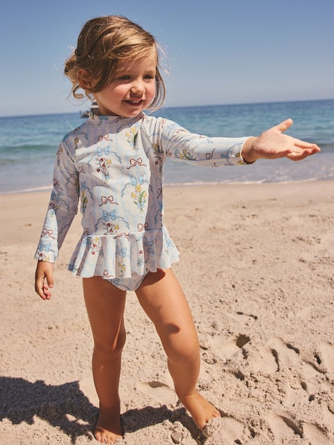 Blue/White Bow Sunsafe Swim Set (3mths-7yrs) - Size 3-6 Months (62-68cm)