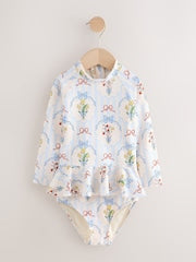 Blue/White Bow Sunsafe Swim Set (3mths-7yrs) - Size 3-6 Months (62-68cm)