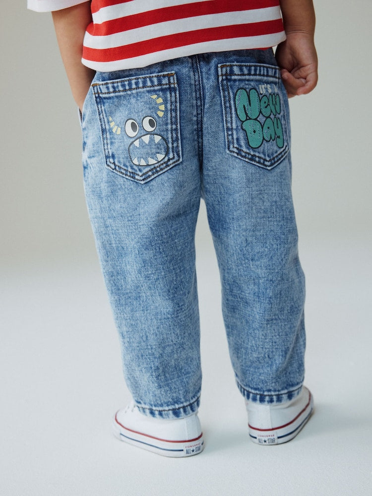 Mid Blue Denim Loose Fit Jeans (3mths-7yrs) - Size 3-6 Months (62-68cm)