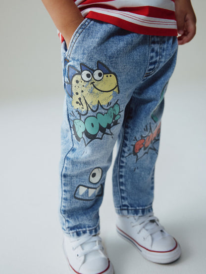 Mid Blue Denim Loose Fit Jeans (3mths-7yrs) - Size 3-6 Months (62-68cm) - Default 1