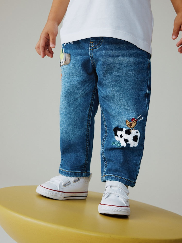 Mid Blue Farm Character Loose Fit Jeans (3mths-7yrs)