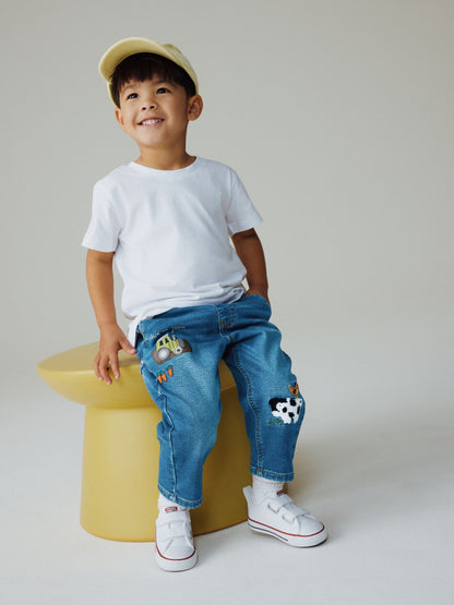 Mid Blue Farm Character Loose Fit Jeans (3mths-7yrs) - Size 3-6 Months (62-68cm)
