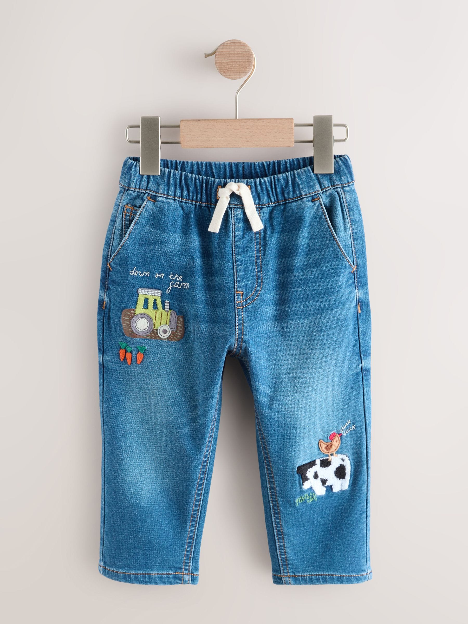Mid Blue Farm Character Loose Fit Jeans (3mths-7yrs) - Size 3-6 Months (62-68cm)