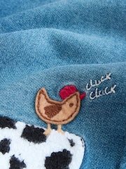 Mid Blue Farm Character Loose Fit Jeans (3mths-7yrs) - Size 3-6 Months (62-68cm)