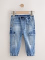 Mid Blue Comfort Stretch Wide Cargo Jeans (3mths-7yrs) - Size 3-6 Months (62-68cm)