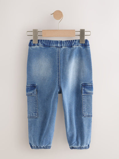 Mid Blue Comfort Stretch Wide Cargo Jeans (3mths-7yrs) - Size 3-6 Months (62-68cm)