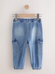 Mid Blue Comfort Stretch Wide Cargo Jeans (3mths-7yrs) - Size 3-6 Months (62-68cm)