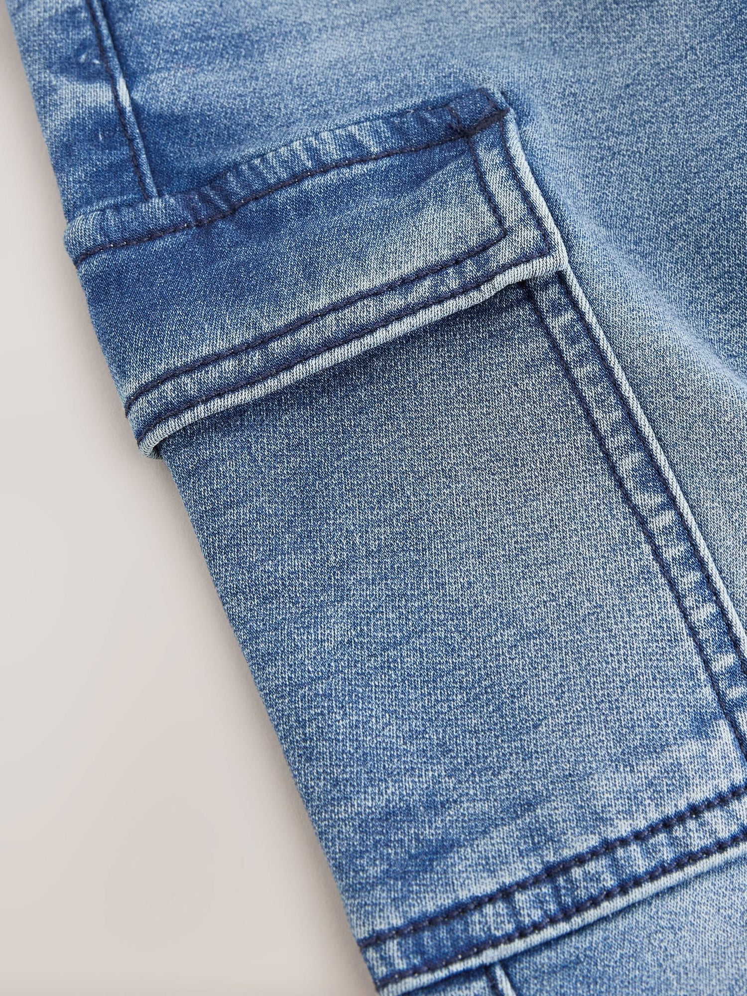 Mid Blue Comfort Stretch Wide Cargo Jeans (3mths-7yrs) - Size 3-6 Months (62-68cm)