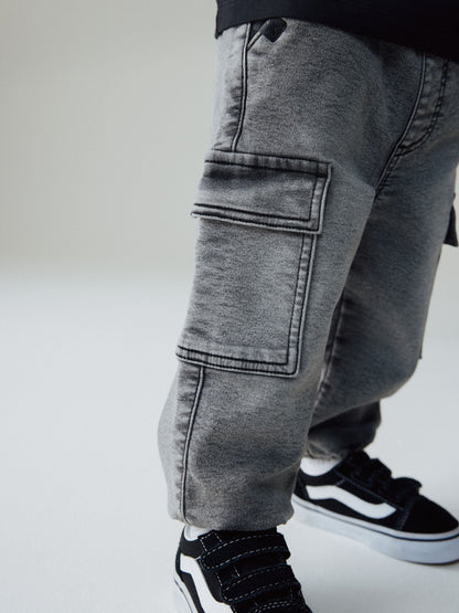 Grey Comfort Stretch Wide Cargo Jeans (3mths-7yrs) - Size 3-6 Months (62-68cm)