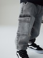 Grey Comfort Stretch Wide Cargo Jeans (3mths-7yrs) - Size 3-6 Months (62-68cm)