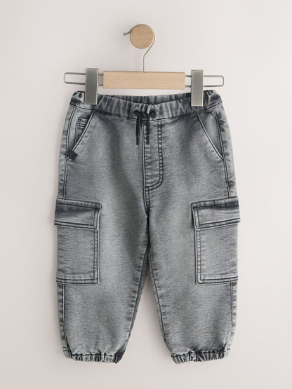 Grey Comfort Stretch Wide Cargo Jeans (3mths-7yrs) - Size 3-6 Months (62-68cm)