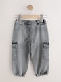 Grey Comfort Stretch Wide Cargo Jeans (3mths-7yrs) - Size 3-6 Months (62-68cm)