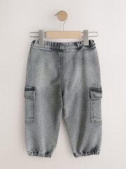 Grey Comfort Stretch Wide Cargo Jeans (3mths-7yrs) - Size 3-6 Months (62-68cm)