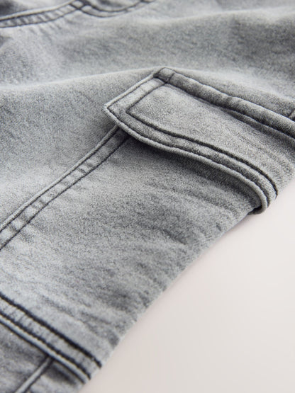 Grey Comfort Stretch Wide Cargo Jeans (3mths-7yrs) - Size 3-6 Months (62-68cm)