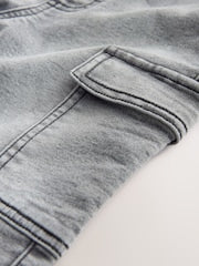 Grey Comfort Stretch Wide Cargo Jeans (3mths-7yrs) - Size 3-6 Months (62-68cm)