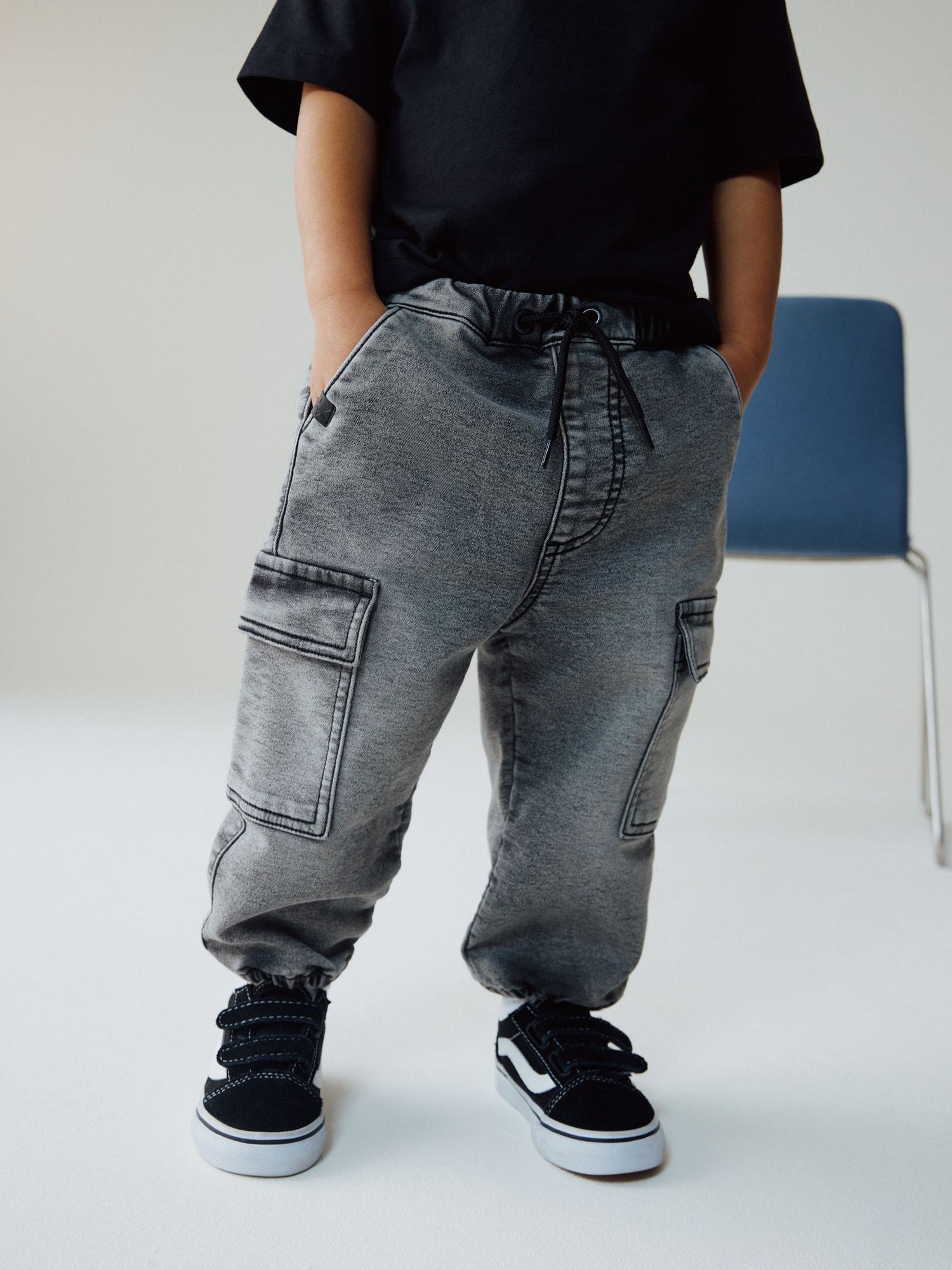 Grey Comfort Stretch Wide Cargo Jeans (3mths-7yrs) - Size 3-6 Months (62-68cm) - Default 1