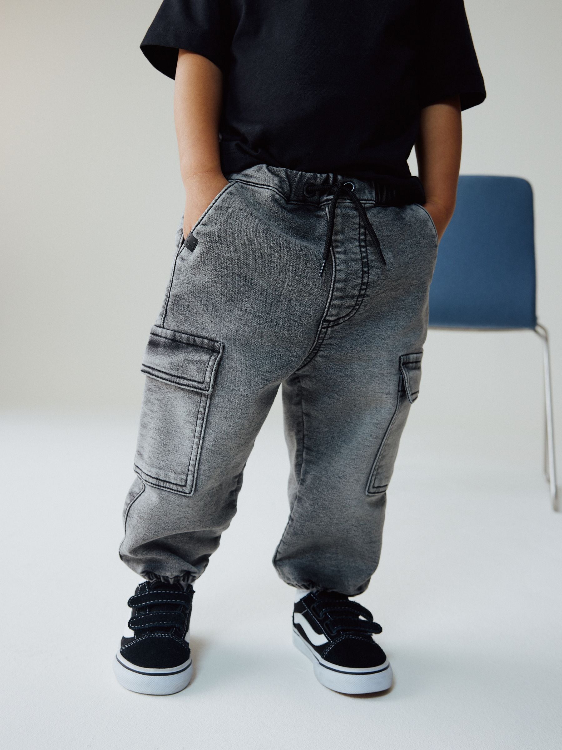 Grey Comfort Stretch Wide Cargo Jeans (3mths-7yrs) - Size 3-6 Months (62-68cm) - Default 1