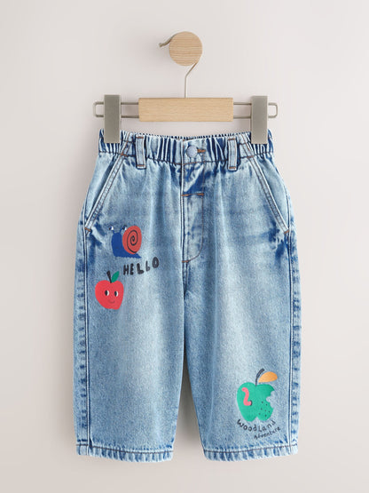 Mid Blue Woodland Character Wide Fit Jeans (3mths-7yrs) - Size 3-6 Months (62-68cm)