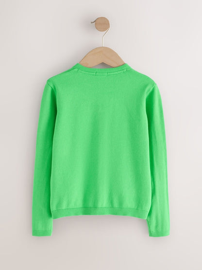 Bright Green Cardigan (3mths-10yrs) - Size 3-6 Months (62-68cm)