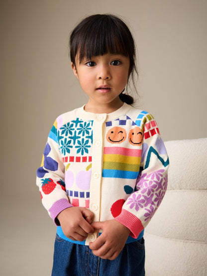 Multi Fun Printed Cardigan (3mths-7yrs) - Size 3-6 Months (62-68cm)
