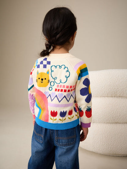 Multi Fun Printed Cardigan (3mths-7yrs) - Size 3-6 Months (62-68cm)