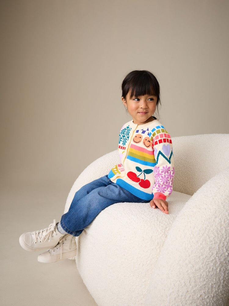 Multi Fun Printed Cardigan (3mths-7yrs) - Size 3-6 Months (62-68cm)