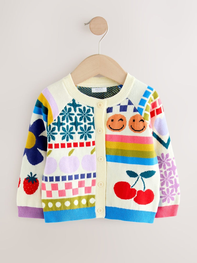 Multi Fun Printed Cardigan (3mths-7yrs) - Size 3-6 Months (62-68cm)