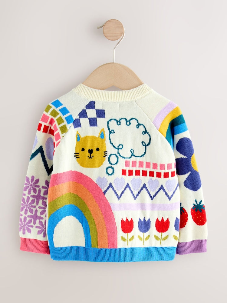 Multi Fun Printed Cardigan (3mths-7yrs) - Size 3-6 Months (62-68cm)
