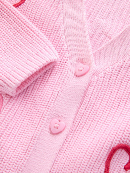 Pink Love Bug Cardigan (3mths-7yrs) - Size 3-6 Months (62-68cm)