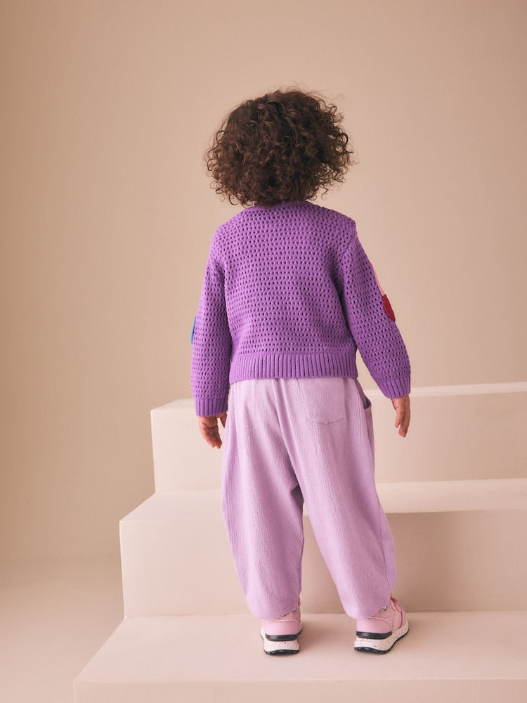 Purple Cherry Crochet Cardigan (3mths-7yrs) - Size 3-6 Months (62-68cm)