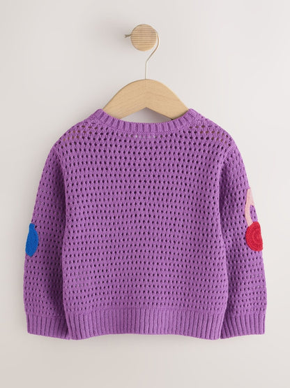 Purple Cherry Crochet Cardigan (3mths-7yrs) - Size 3-6 Months (62-68cm)