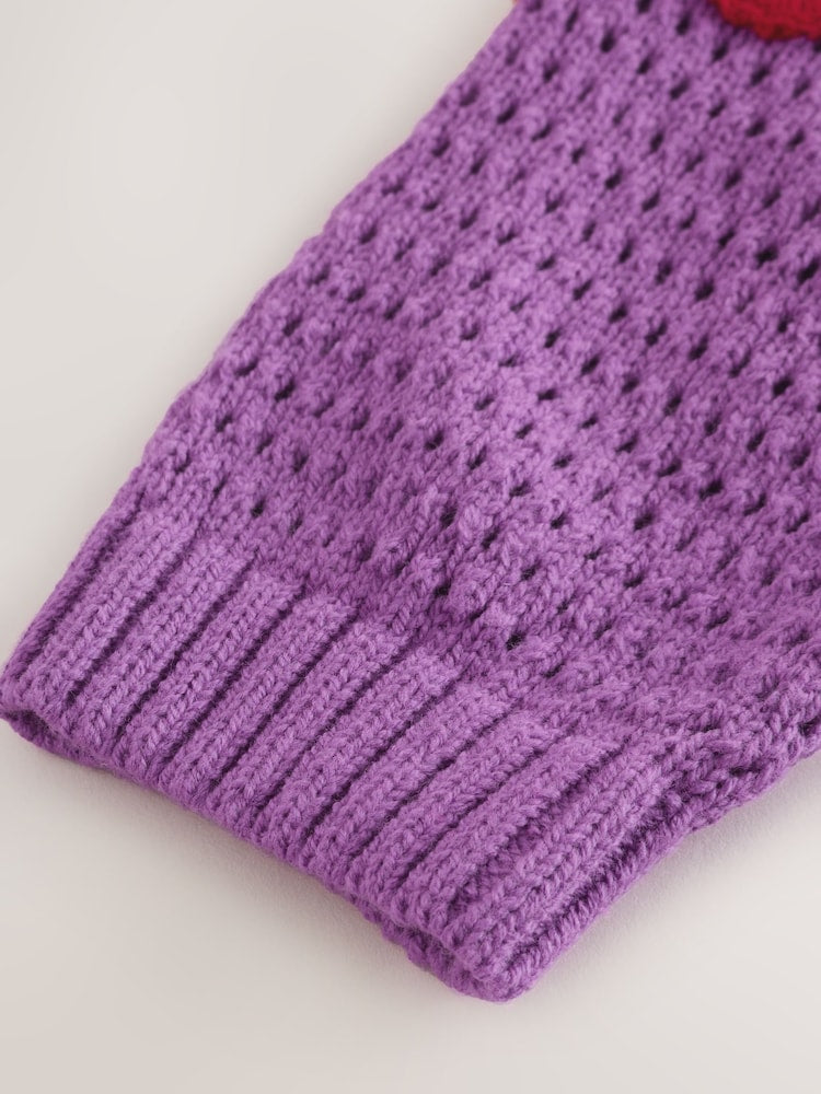 Purple Cherry Crochet Cardigan (3mths-7yrs) - Size 3-6 Months (62-68cm)