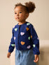 Navy Heart Cardigan (3mths-10yrs) - Size 3-6 Months (62-68cm) - Navy Heart