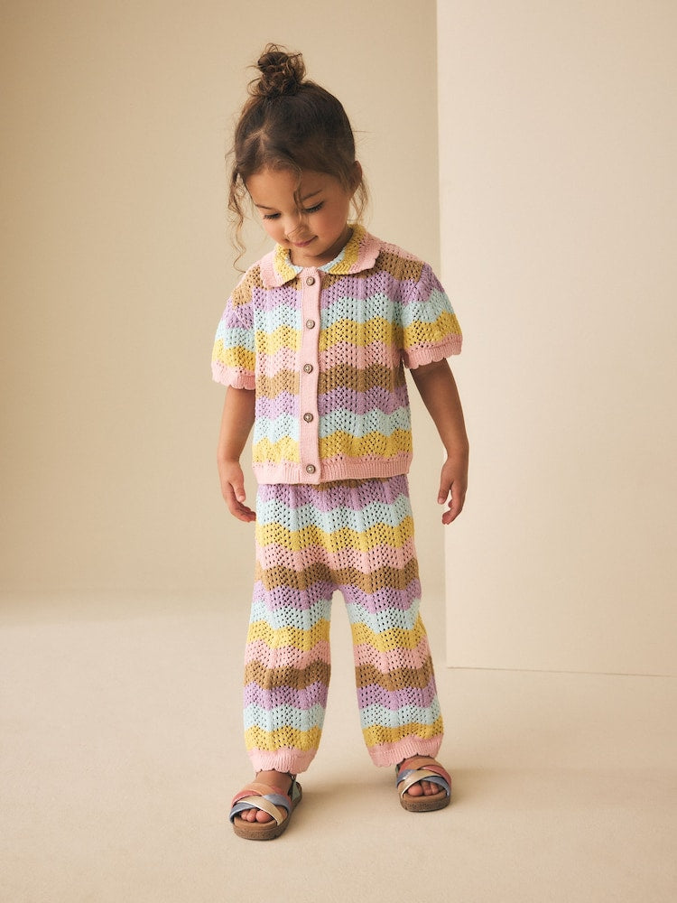 Multi Stripe Knitted Shirt and Trousers Set (3mths-10yrs)