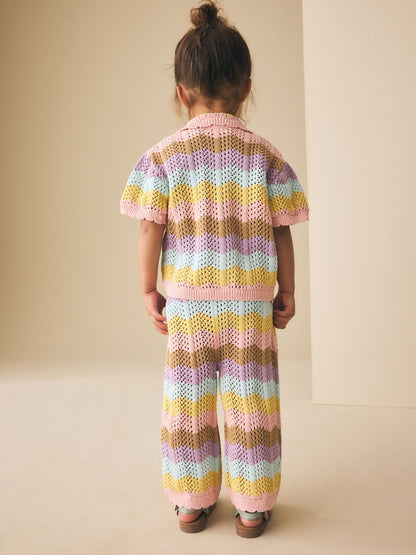 Multi Stripe Knitted Shirt and Trousers Set (3mths-10yrs)