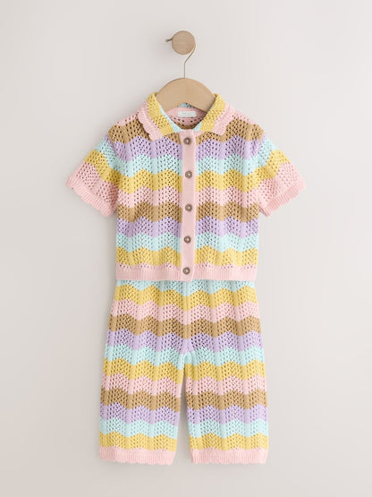 Multi Stripe Knitted Shirt and Trousers Set (3mths-10yrs)