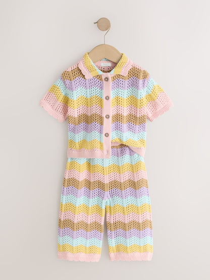 Multi Stripe Knitted Shirt and Trousers Set (3mths-10yrs)