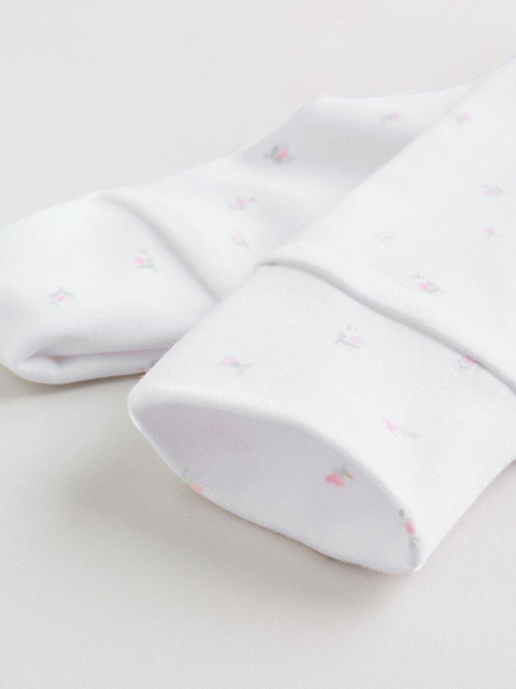 White/Pink Collar Baby Sleepsuits 3 Pack (0-2yrs)