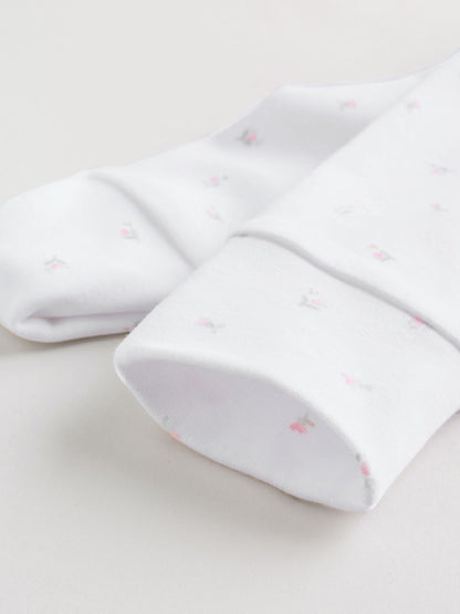 White/Pink Collar Baby Sleepsuits 3 Pack (0-2yrs)